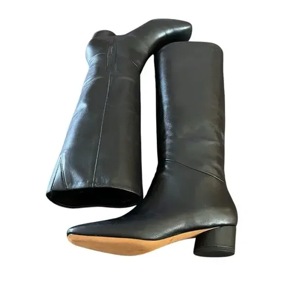 Vince Ramona Leather Minimalist Square Toe Knee High Boots NEW Size 7 - Picture 5 of 11